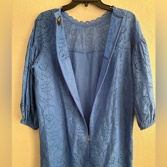 Kate Spade Floral Eyelet Puff Sleeve Dress in Blue 10 - Picture 8 of 16